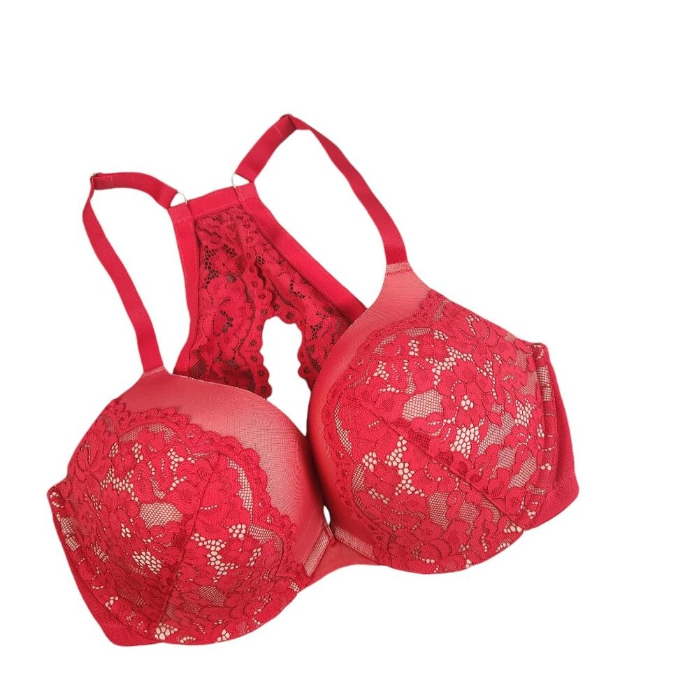 Fredericks of Hollywood Heartthrob Lace Underwire Bra 40D Racerback Red